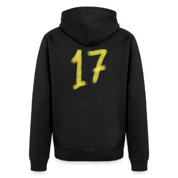 17th Birthday Yellow Brush Font - Unisex Premium Organic Zip Hoodie - black - Back - Nico (187cm)
