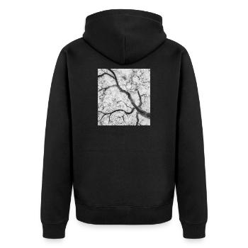 Monochrome Tree Branches Graphic - Unisex Premium Organic Zip Hoodie - black - Back - Nico (187cm)