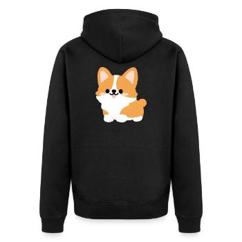 Corgi-Welpe Süßes Cartoon-Tee - Unisex Premium Bio Zip Hoodie - Schwarz - Hinten - Nico (187cm)