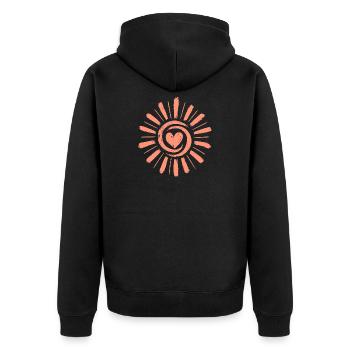 Heart Sun : Rayons solaires dessinés à la main - Veste à capuche bio Premium Unisexe - noir - Dos - Nico (187cm)