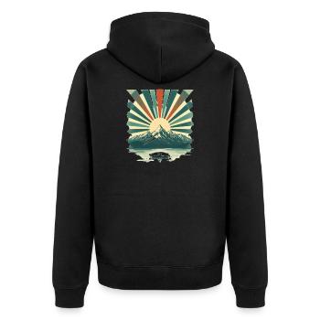 Lever de soleil au-dessus du lac de montagne - Veste à capuche bio Premium Unisexe - noir - Dos - Nico (187cm)