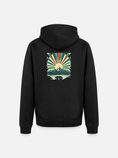 Sunrise over mountain lake - Unisex Premium Organic Zip Hoodie - black
