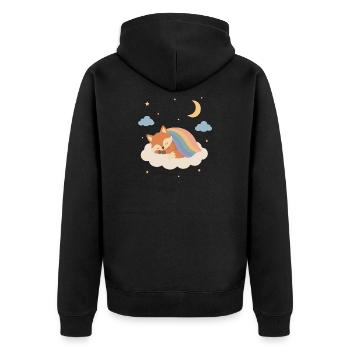 Renard endormi sous l’arc-en-ciel - Veste à capuche bio Premium Unisexe - noir - Dos - Nico (187cm)