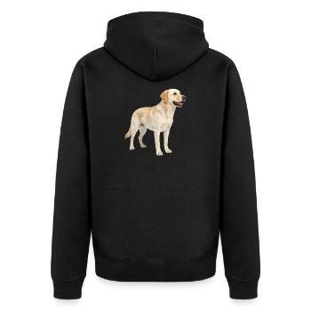 Beige Labrador im Profil - Unisex Premium Bio Zip Hoodie - Schwarz - Hinten - Nico (187cm)