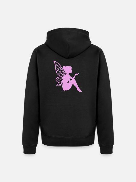 Zarte Feenheldin mit Flügeln - Unisex Premium Bio Zip Hoodie - Schwarz