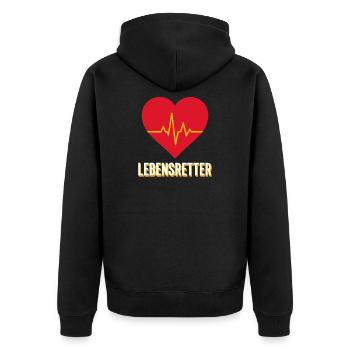 Lebensretter Herzschlag Rettungsdienst Geschenk - Unisex Premium Bio Zip Hoodie - Schwarz - Hinten - Nico (187cm)