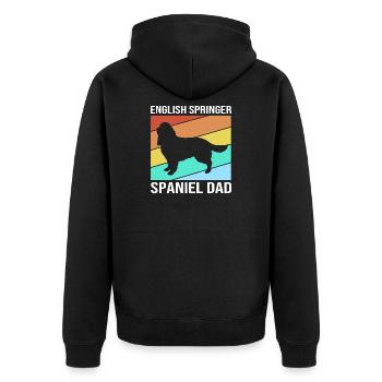 Springer Spaniel - Unisex Premium Bio Zip Hoodie - Schwarz - Hinten - Nico (187cm)