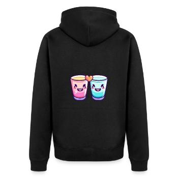 Tequila Shots Kurze Paar Liebe Herz Valentinstag - Unisex Premium Bio Zip Hoodie - Schwarz - Hinten - Nico (187cm)