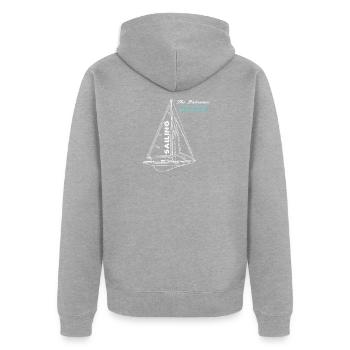 Segeln auf den Balearen: Mallorca, Menorca, Ibiza, - Unisex Premium Organic Zip Hoodie - heather grey - Back - Nico (187cm)