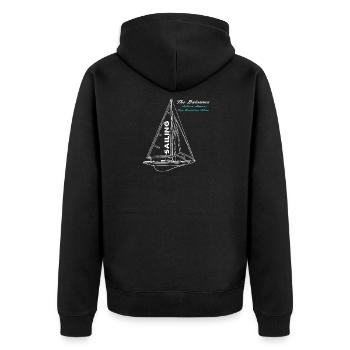 Segeln auf den Balearen: Mallorca, Menorca, Ibiza, - Unisex Premium Bio Zip Hoodie - Schwarz - Hinten - Nico (187cm)