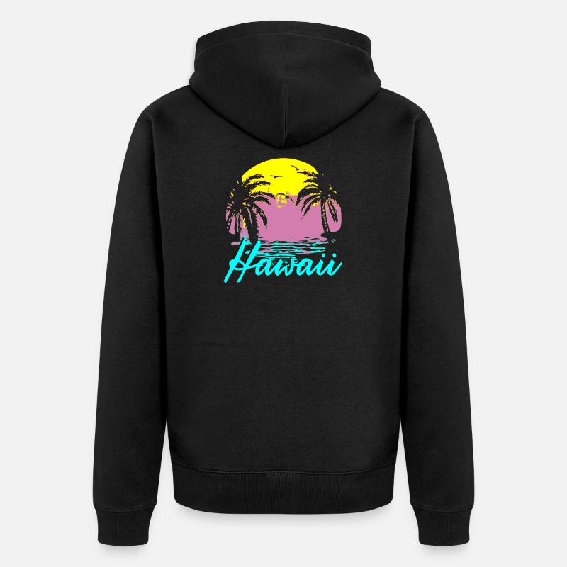 Hawaii Honolulu surfeur disant plage - Veste à capuche bio Premium Unisexe - noir