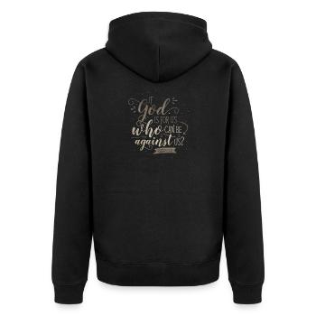 If God Is For Us - Unisex Premium Bio Zip Hoodie - Schwarz - Hinten - Nico (187cm)