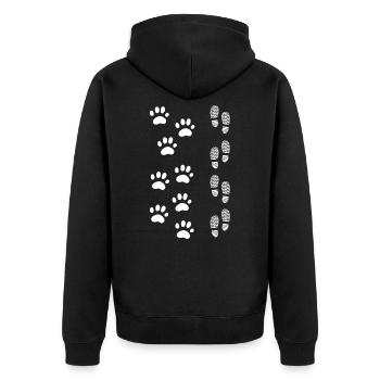 Hundepfote Hunde und Hundebesitzer Fußabdrücke - Unisex Premium Bio Zip Hoodie - Schwarz - Hinten - Nico (187cm)