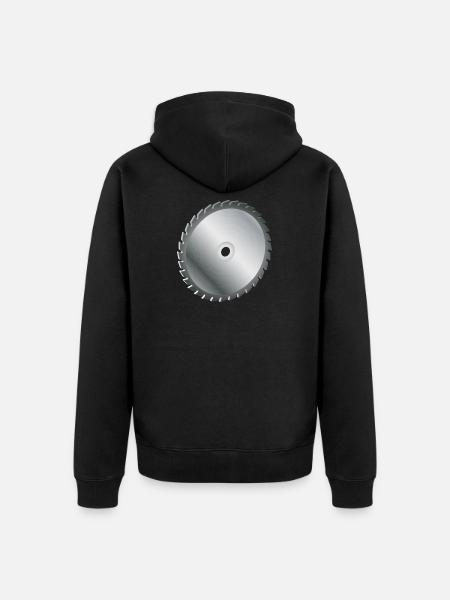einzelnes Kreissägeblatt Metallfarben - Unisex Premium Bio Zip Hoodie - Schwarz