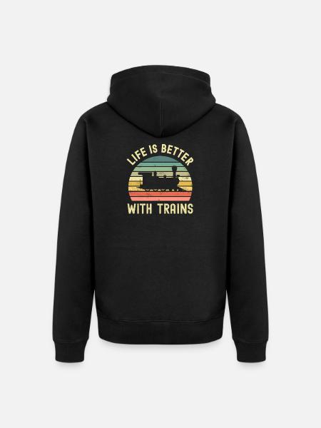 Eisenbahn Lokomotive Zug - Unisex Premium Bio Zip Hoodie - Schwarz