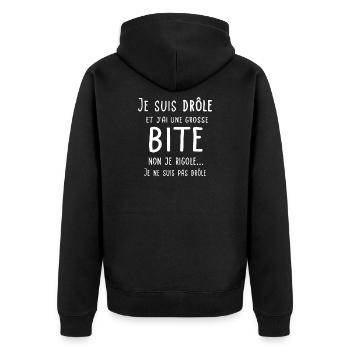 Je suis drôle et j'ai une grosse bite - Veste à capuche bio Premium Unisexe - noir - Dos - Nico (187cm)
