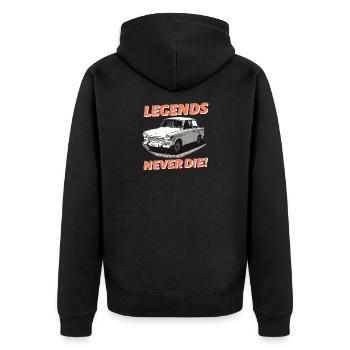 Les légendes ne meurent jamais - Veste à capuche bio Premium Unisexe - noir - Dos - Nico (187cm)