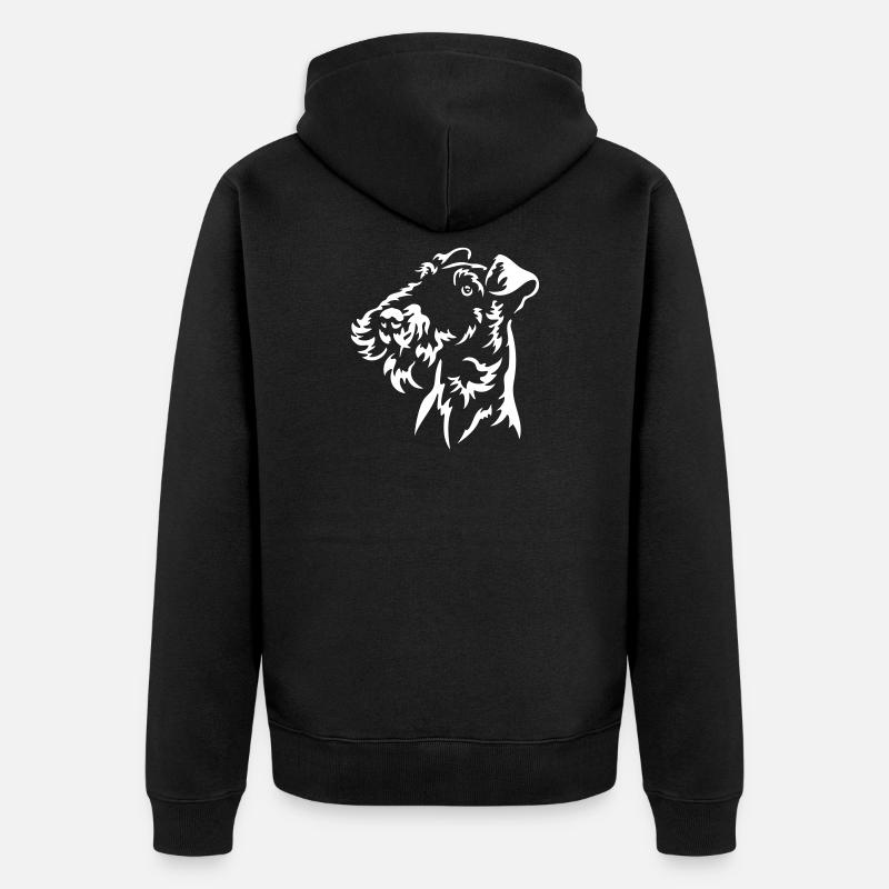 Foxterrier Kopf "Black Edition" - Unisex Premium Bio Zip Hoodie - Schwarz