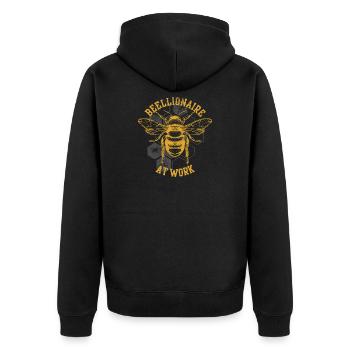 Reellionaire at Work Bee - Unisex Premium Organic Zip Hoodie - black - Back - Nico (187cm)
