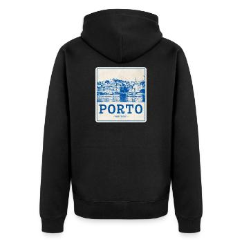 Porto Blue Vintage Skyline - Veste à capuche bio Premium Unisexe - noir - Dos - Nico (187cm)