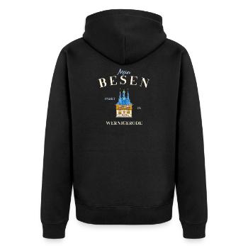 Mein Besen parkt in Wernigerode - Unisex Premium Bio Zip Hoodie - Schwarz - Hinten - Nico (187cm)
