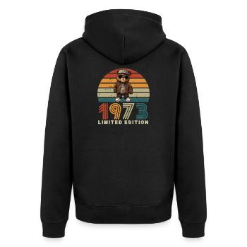 1973 Limited Edition Birthday Vintage - Unisex Premium Organic Zip Hoodie - black - Back - Nico (187cm)