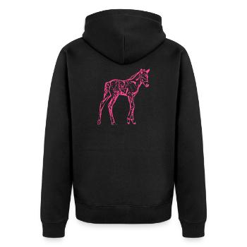 Pferd rosa pink - Unisex Premium Bio Zip Hoodie - Schwarz - Hinten - Nico (187cm)
