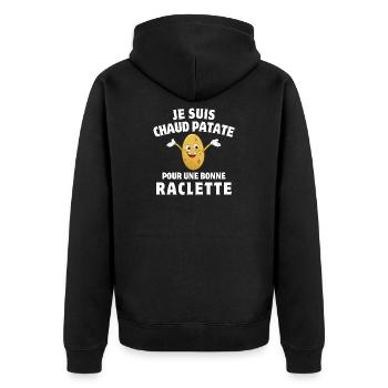 Raclette, geschmolzener Käse, Raclette-Party - Unisex Premium Bio Zip Hoodie - Schwarz - Hinten - Nico (187cm)