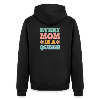 Jede Mama ist eine Königin - Unisex Premium Bio Zip Hoodie - Schwarz - Hinten - Nico (187cm)