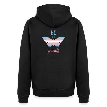LGBT Pride Month - Be Yourself - Trans Power - Unisex Premium Organic Zip Hoodie - black - Back - Nico (187cm)