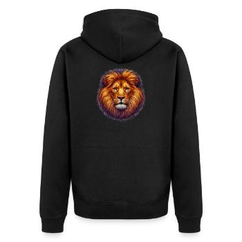 Löwe - Unisex Premium Bio Zip Hoodie - Schwarz - Hinten - Nico (187cm)