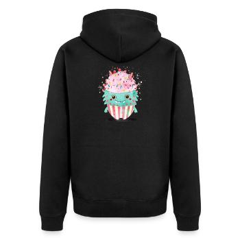 Cute Cupcake Monster – Cute and Playful - Unisex Premium Organic Zip Hoodie - black - Back - Nico (187cm)