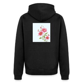 Flower - Unisex Premium Bio Zip Hoodie - Schwarz - Hinten - Nico (187cm)