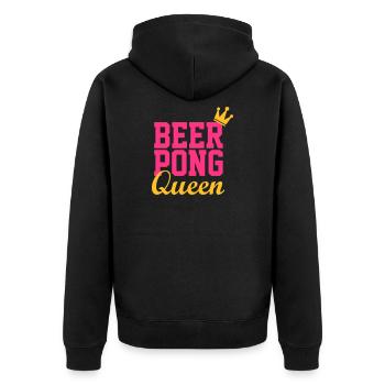Bier Pong Königin 3 - Unisex Premium Bio Zip Hoodie - Schwarz - Hinten - Nico (187cm)
