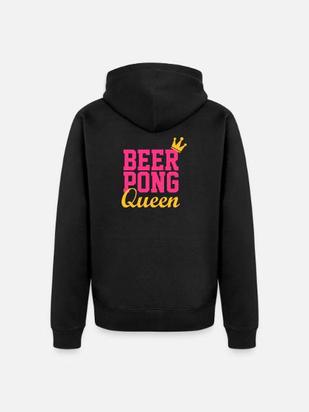 Bier Pong Königin 3 - Unisex Premium Bio Zip Hoodie - Schwarz