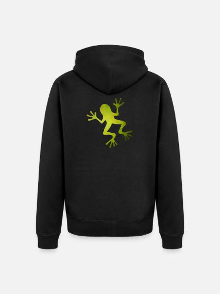 Grüne Frosch Silhouette in Tropen-Optik - Unisex Premium Bio Zip Hoodie - Schwarz