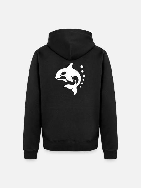 Minimalist Dolphin Silhouette Design - Unisex Premium Organic Zip Hoodie - black