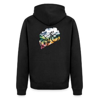 Mountain Biking Adventure Scene - Unisex Premium Organic Zip Hoodie - black - Back - Nico (187cm)