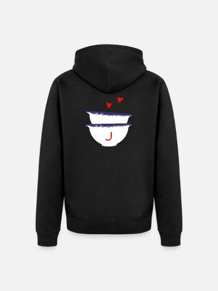 Letter J Breton bowls - Unisex Premium Organic Zip Hoodie - black