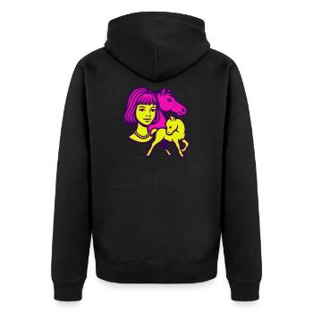 Pferdemädchen Pop-Art - Unisex Premium Bio Zip Hoodie - Schwarz - Hinten - Nico (187cm)