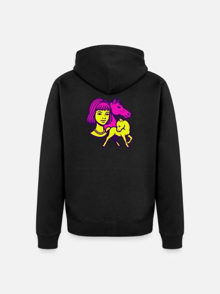 Pferdemädchen Pop-Art - Unisex Premium Bio Zip Hoodie - Schwarz