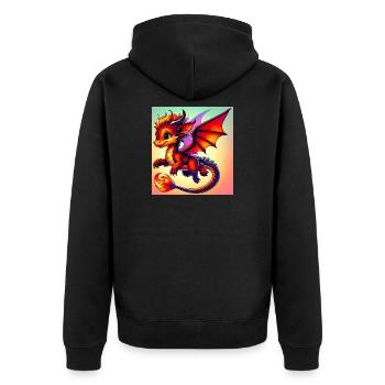 dragon - Unisex Premium Organic Zip Hoodie - black - Back - Nico (187cm)