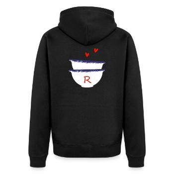 Lettre r bols breton - Veste à capuche bio Premium Unisexe - noir - Dos - Nico (187cm)