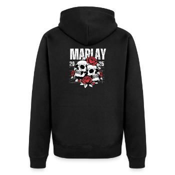 Skelett-Schädel mit Rosen und Memorial-Thema - Unisex Premium Bio Zip Hoodie - Schwarz - Hinten - Nico (187cm)