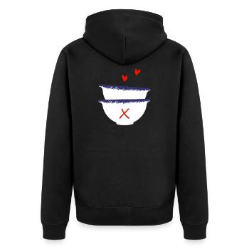 Lettre x bols breton - Veste à capuche bio Premium Unisexe - noir - Dos - Nico (187cm)