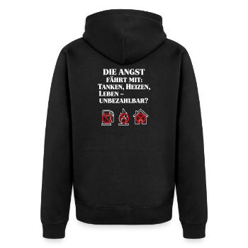 Die Angst fährt mit - Unisex Premium Bio Zip Hoodie - Schwarz - Hinten - Nico (187cm)