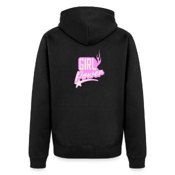 Girl Power sugar pink Flaming Graphic Design - Unisex Premium Organic Zip Hoodie - black - Back - Nico (187cm)