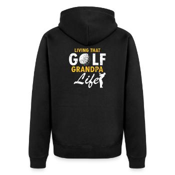 Living That Golf Grandpa Life Funny Senior Style - Unisex Premium Organic Zip Hoodie - black - Back - Nico (187cm)