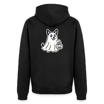 Halloween Ghost Dog - Unisex Premium Organic Zip Hoodie - black - Back - Nico (187cm)