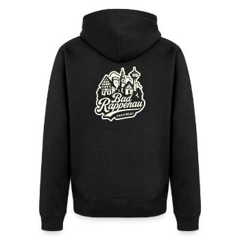 Kraichgau Skyline Bad Rappenau Illustration - Unisex Premium Bio Zip Hoodie - Schwarz - Hinten - Nico (187cm)
